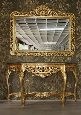 Casa Padrino Barock Spiegelkonsole Konsole Gold Marmorplatte Marmor Spiegel Handgefertigt