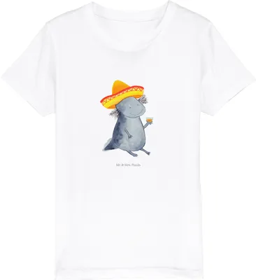 Produktbild von Mr. & Mrs. Panda Kleinkinder T-Shirt Axolotl Tequila 7-8 Jahre (122/128) - Weiß - Geschenk, Feuersalamander, Mexico, Teenager, Urlaub, Party, Mexiko, Kindershirt, trinken