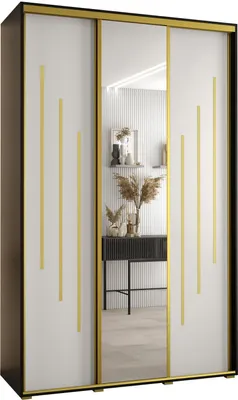 Produktbild von MEBLE KRYSPOL Davos 9 Schrank, drei Türen - 235,2x160x60 cm - Schwarz Weiß Gold