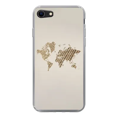 Produktbild von MuchoWow® Handyhülle Schutzhülle Hülle für iPhone SE 2022 Weltkarte - Seil - Braun Silikon Softcase Handy Hülle - Schutzhülle