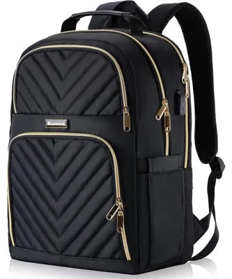 Produktbild von Damen Rucksack mit USB Ladeanschluss 17,3 Zoll Laptopfach Wasserdicht Schwarz 30L