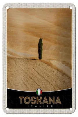 Produktbild von Blechschild Reise 12x18cm Toskana Italien Felder Natur Sand Schild