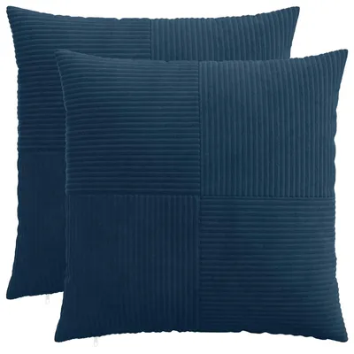 Obrázok produktu pre vidaXL Vankúšový poťah, 2 ks, ALMELO, tmavomodrá, 55 x 55 cm, materiál: cord