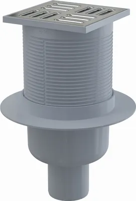 Produktbild von AlcaDrain Bodenablauf 105×105/50 mm mit einem senkrechten Abgang, Edelstahl Rost, Kombi-Geruchsverschluss SMART