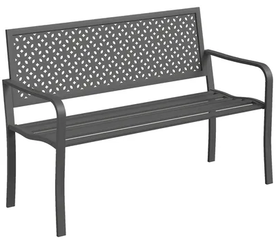 Produktbild von Gartenbank 2-Sitzer Metall wetterfest Outdoor Sitzbank mit rostbeständiger Rückenlehne, Geometrisch bis 240 kg