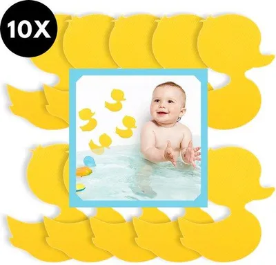 Obrázek produktu pro Ultiluxe Protiskluzové nálepky kachny - 10 kusů - Žluté - Samolepicí do vany - Bezpečné pro děti - 9 x 10 cm - Koupelna