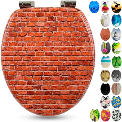 Produktbild von Sanfino® Premium WC Sitz "Bricks" hochwertiger Toilettendeckel mit Absenkautomatik aus Holz, einfache Montage