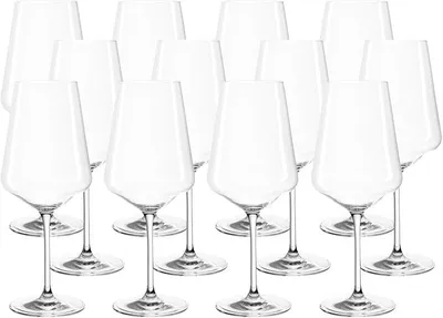 Imagen del producto de Silecomplaza, juego de 12 copas de vino tinto, modelo Puccini, fabricadas en cristal Teqton, aptas para lavavajillas