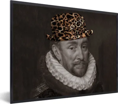 Produktbild von MuchoWow® Gerahmtes Poster Kunst - Wilhelm von Oranien - Hut 40x30 cm - Poster mit Schwarzem Bilderrahmen Wandposter Rahmen Foto Bilder - Kunstposter - Wanddekorationen