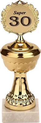 Immagine prodotto di Trofeo BRUBAKER con anno - trofeo dorato con base in marmo - idea regalo per compleanni e anniversari - motivo: Super 30