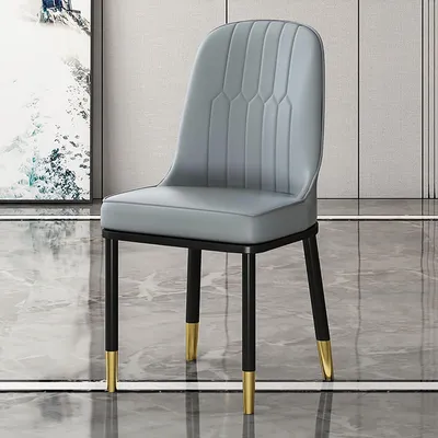 Productafbeelding van Set van 2 Eetkamerstoelen met Lederen Zitting en Metalen Frame