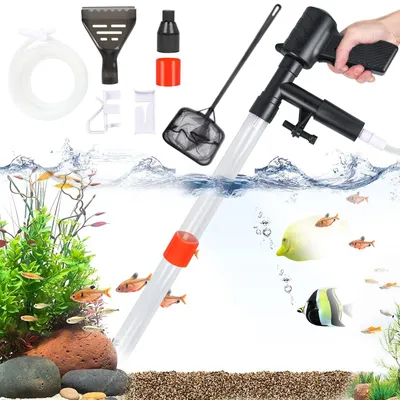 Productafbeelding van Aquarium grindreiniger waterwisselaar - Drukpomp zonder stroom - Verlengbuis 220 cm - Voor vissen en aquaria