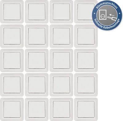 Produktbild von 20x Wechselschalter mit Rahmen McPower "Cup", 250V/10A, UP, Klemmanschluss, weiß, poliert / Hochglanz