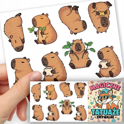 Image de TATOUAGES EPHEMERES POUR ENFANTS - Motifs Animal Capybara - 8 pcs