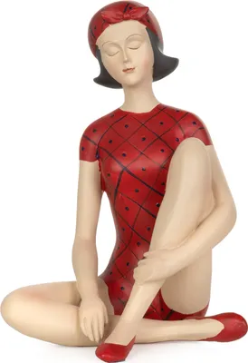 Immagine prodotto di Moritz statuetta decorativa sirena in costume da bagno rosso seduta decorazione marittima in poliresina idea di decorazione supporto decorazione bagno statua scultura