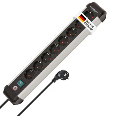 Produktbild von Brennenstuhl 1391030800, 3 m, Drinnen, Abgewinkelt, IP20, Schwarz, Silber, 8 AC-Ausgänge