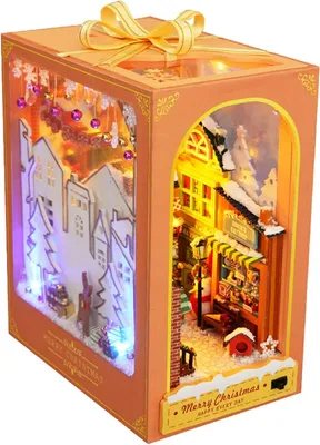 Produktbild von DIY Book Nook Kit – DIY Miniatur-Puppenhaus-Kit mit Möbeln und LED-Licht, 3D-Puzzle aus Holz, Kunstladen, Stadtwald-Einsatz, Modellbausätze  (B)