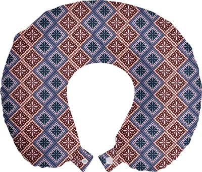 Produktbild von ABAKUHAUS Ethnisch Reisekissen Nackenstütze, Checkered-punktiertes, Schaumstoff Reiseartikel für Flugzeug und Auto, 30x30 cm, Mehrfarbig