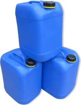 Produktbild von kanister-vertrieb® 3 Stück 20 Liter Kanister Camping Wasserkanister Farbe blau inkl. Etikett (3x20 knb)