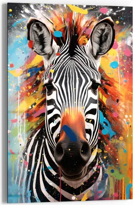 Produktbild von DEQOART Glasbild Echtglas 40x60 cm 'Zebrafarbenrausch' Wandbild Bild modern Deko