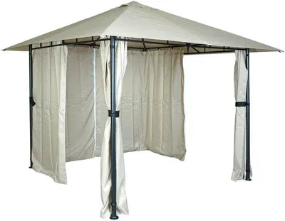 Immagine prodotto di Pergola MCW-J63, gazebo da giardino con copertura per terrazza e pareti laterali, 3x3 m ~ beige crema
