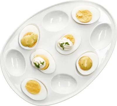 Produktbild von Eierplatte CREME Steingut oval cremeweiß Servier-Platte Eier-Teller