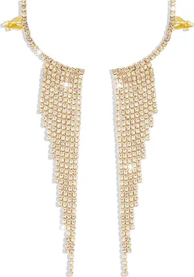 Produktbild von 1 Paar Tropfenohrringe Mutilayer Quasten Strass Schmuck Funkelndes Temperament Baumelnde Ohrringe für Bankett-Golden