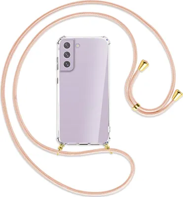 Produktbild von Handykette Backcover-Schutzhülle mit Band (Metall goldfarben) für Samsung Galaxy S21 FE - rose peach