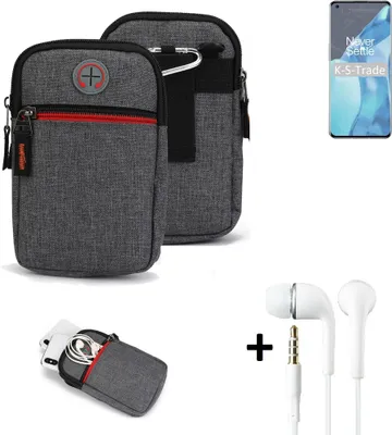 Produktbild von K-S-Trade Gürteltaasche + Kopfhörer kompatibel mit OnePlus 9 Pro Handy Tasche Holster Schutz Hülle Handy Hülle grau Zusatzfächer 1x