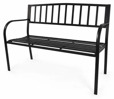 Produktbild von Gartenbank Metall Schwarz 2-Sitzer, 128 cm für Garten und Terrasse