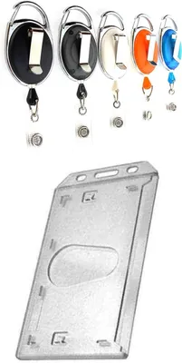 Produktbild von 1x Ausweis-Set Ausweisset - Ausweisjojo ORANGE-Transparent Jojo Zipper mit Gürtelclip Kartenhalter Kartenhülle Ausweis Hülle Daumenschub Hartplastik