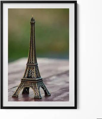 Produktbild von Eiffelturm-Souvenir– Wandbild mit Rahmen – Gerahmtes Bild  – Wanddekoration – 70x100 cm –  Schwarz Rahmen
