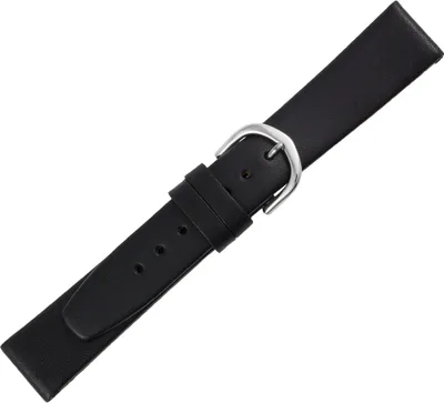 Produktbild von Minott > Uhrenarmband schwarz Leder rembordiert > Verlauf, Stegbreite:12mm, Schließe:Silbern