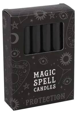 Zdjęcie produktu dla 12 magicznych świec, ochrona, czarne, 10 cm