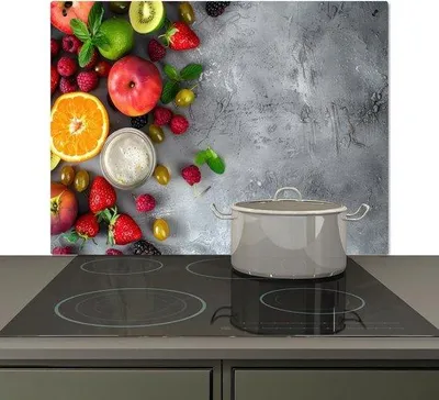 Produktbild von Spritzschutz Rückwand - Schutz für Kochfeld - Hitzebeständiges Aluminium - 52x81 cm - Beton-Design