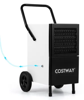 Produktbild von COSTWAY Luftentfeuchter 90L/Tag, Bautrockner für 200 m² Raum, Entfeuchter elektrisch mit Pumpe, Ablaufschlauch & Rädern, Raumentfeuchter industriell