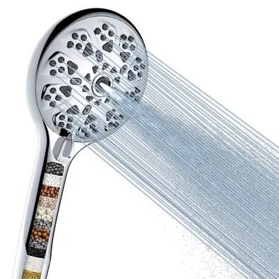 Obrázek produktu pro Sprchová hlavice s filtrem, vysokotlaká sprcha, 9 druhů proudů, odnímatelná, filtr na vodu pro odstranění nečistot