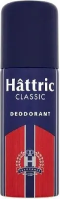 A product shot of a Hattric Classic Deodorant Spray can.