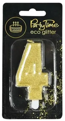 Immagine prodotto di Candela Numero 4 con Glitter Ecologico per Torta di Compleanno