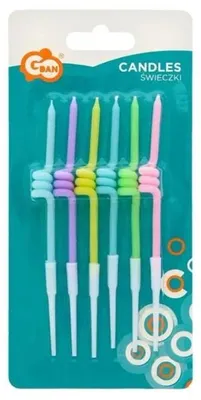 Immagine prodotto di Candeline per torta di compleanno, spirali color pastello - 12 cm - confezione da 6 pezzi.
