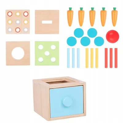 Zdjęcie produktu dla Tooky Toy Drewniana kostka edukacyjna Szuflada 4w1