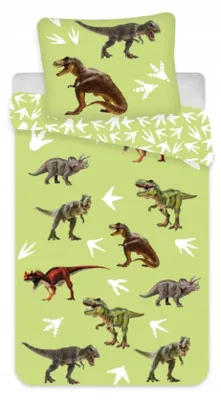 Produktbild von Javoli Brandmac Bettwäsche Dinosaurier, 100 % Baumwolle, Bettbezug für Babys, 100 x 135 cm + Kissenbezug 40 x 60 cm, Grün