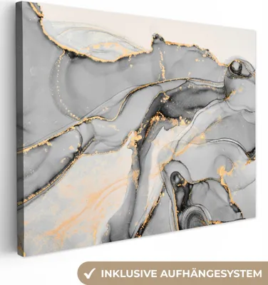 Obrázok produktu pre MuchoWow® - Plátno - Mramor - Zlatá - Sivá, nástenný obraz, nástenné dekorácie obrazy obývacia izba, 120x90cm