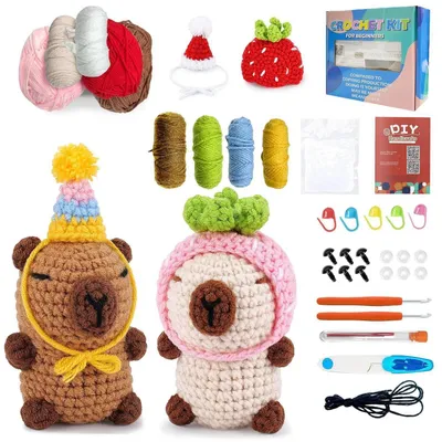 Zdjęcie produktu dla Zestaw do szydełkowania zwierzątek dla początkujących z instrukcją wideo – zestaw 3 kotków amigurumi