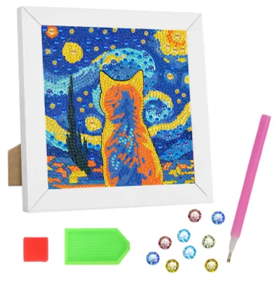 5D Diamond Painting Set mit Holzrahmen, DIY-Bastelset für Anfänger