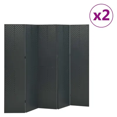 Image de Cloisons de séparation 5 panneaux 2 pcs Anthracite 200x180 cm