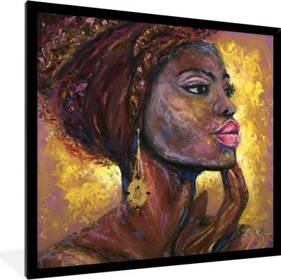 Produktbild von MuchoWow® Gerahmtes Poster Gemälde - Ölgemälde - Gold - Frau 40x40 cm - Poster mit Schwarzem Bilderrahmen Wandposter Rahmen Foto Bilder - Mit Rahmen - Wanddekoration Schlafzimmer