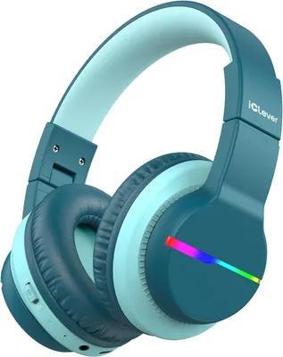 Produktbild von iClever BTH12 Kinderkopfhörer Bluetooth mit LED-Lichtern, Lautstärkebegrenzung, 85 Std. Akku, Stereo Sound, USB-C, Mikrofon