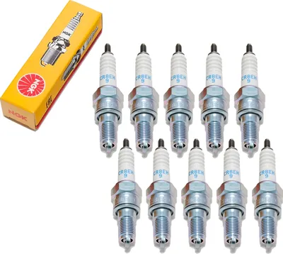 Produktbild von Zündkerzen Set NGK 10x CR8EH-9 Zündkerze entstört, 19,0mm Langgewinde Ø 10,0mm Hex 16,0mm, Elektrodenabstand 0,90mm, Wärmewert 8, 5219 / 5666 / 6791