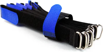Produktbild von 10 x Klettkabelbinder 20 cm blau - Klett / Flausch auf GLEICHER SEITE! - Metallöse Goodymax®